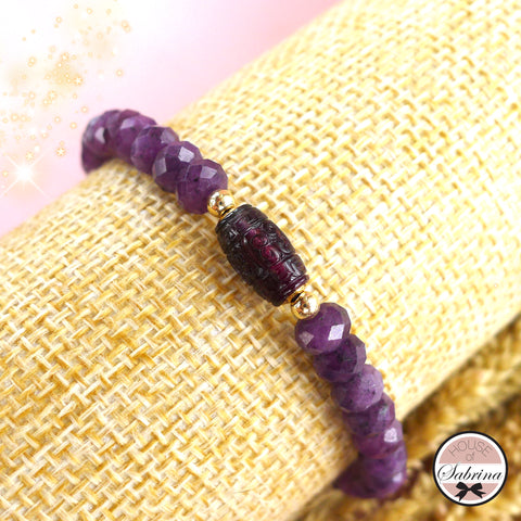 HIGH GRADE LUCKY TURN TOURMALINE WITH UMBALITE (PURPLE GARNET) FACETED ABACUS GEMSTONE BRACELET