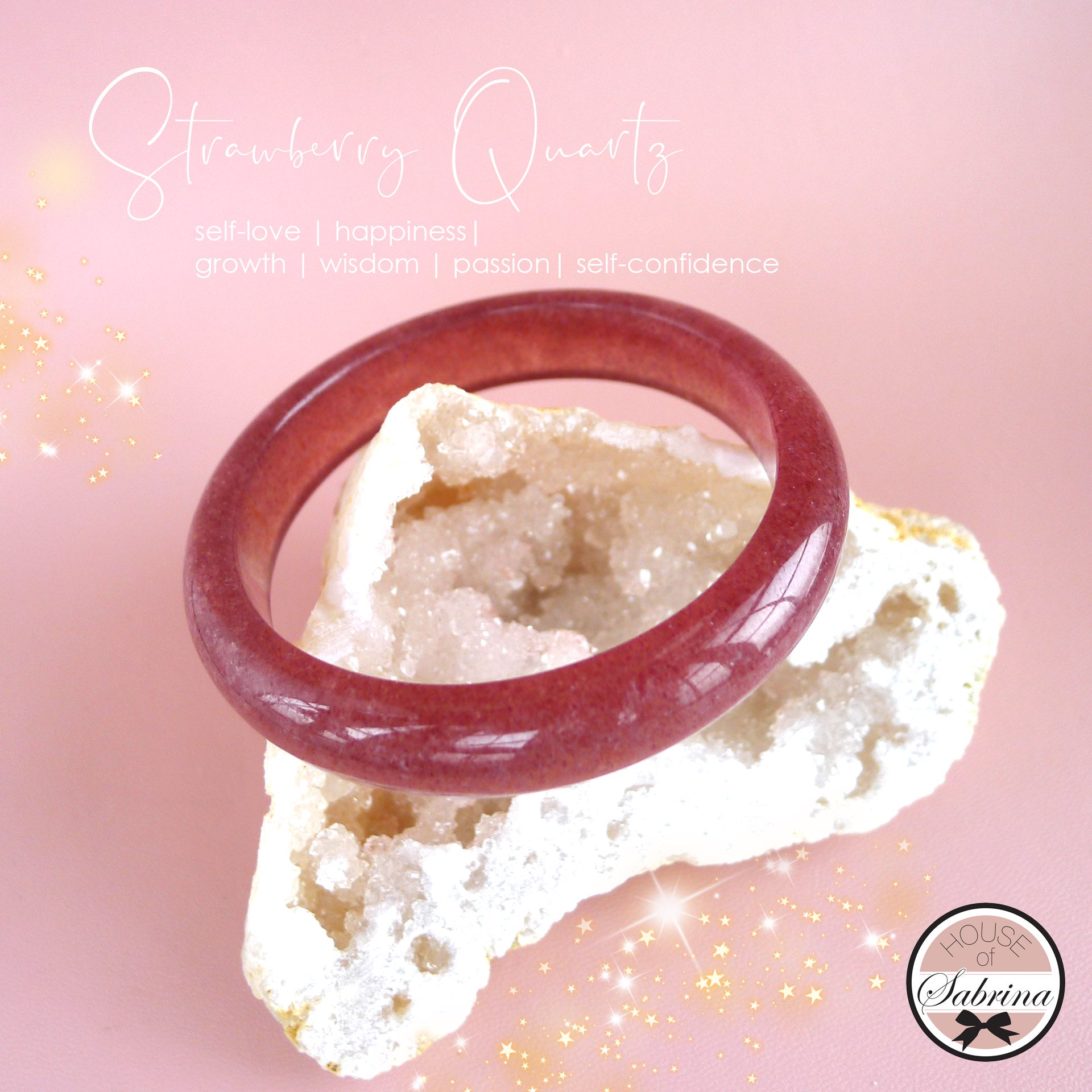 HIGH GRADE STRAWBERRY QUARTZ HARD BANGLE